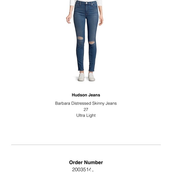 HUDSON BARBARA DISTRESSED SKINNY JEANS SZ 27 - Picture 9 of 9